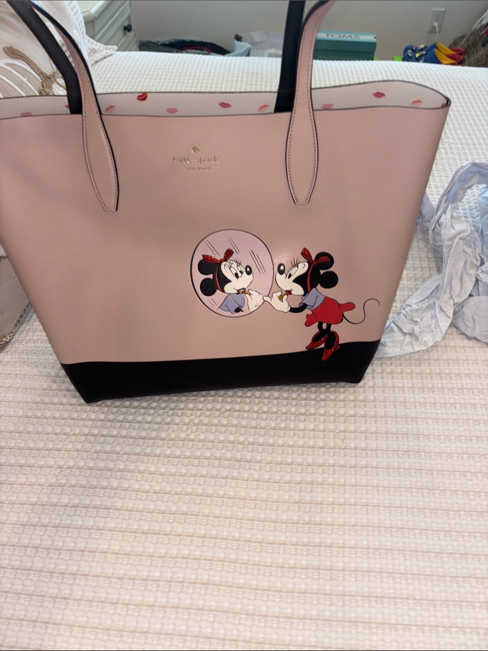 kate spade Pink and Black Minnie Mouse Graphic Tote